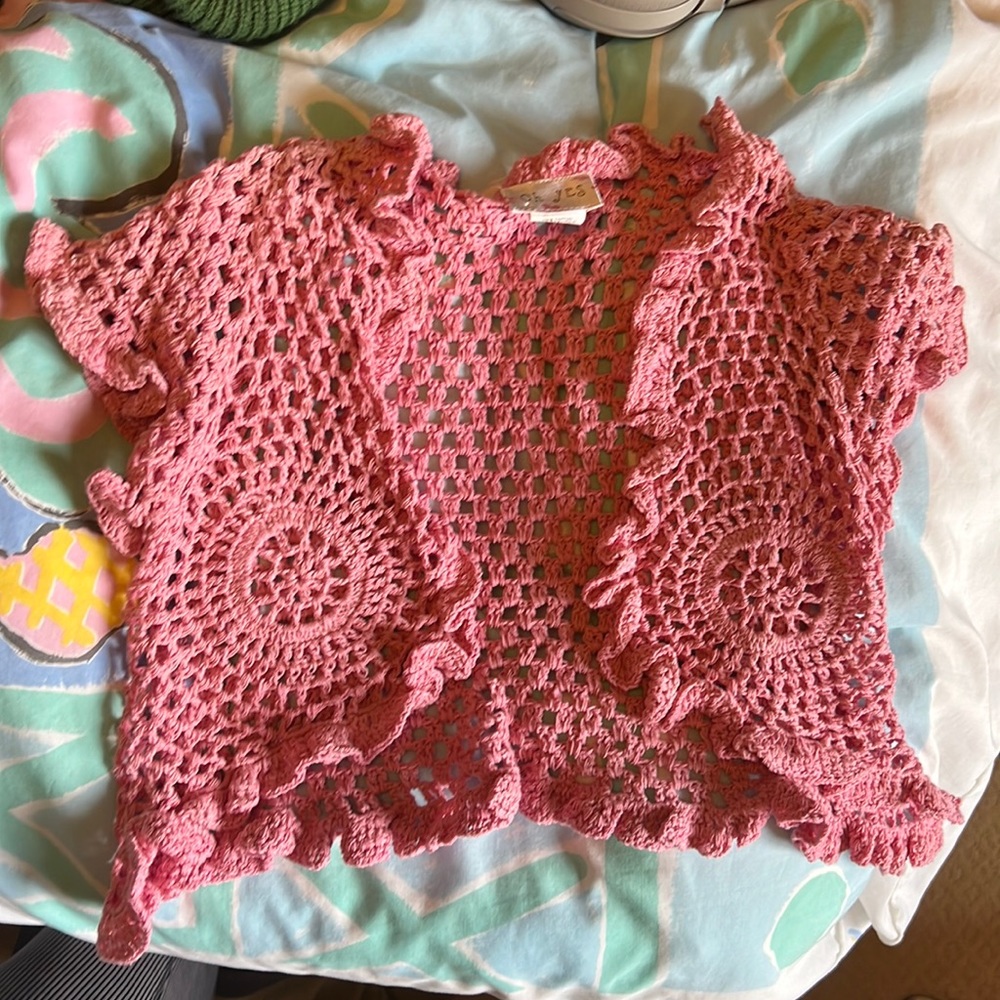 Pink crochet cardigan